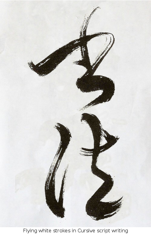 Chinese calligraphy tattoo, flying white glass style