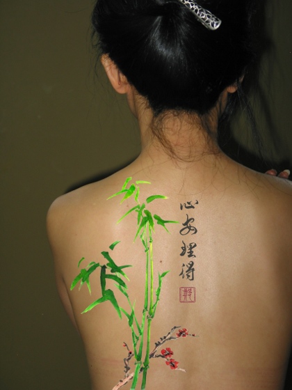 Bamboo tattoo and Chinese Calligraphy tattoo, nganfineart.com